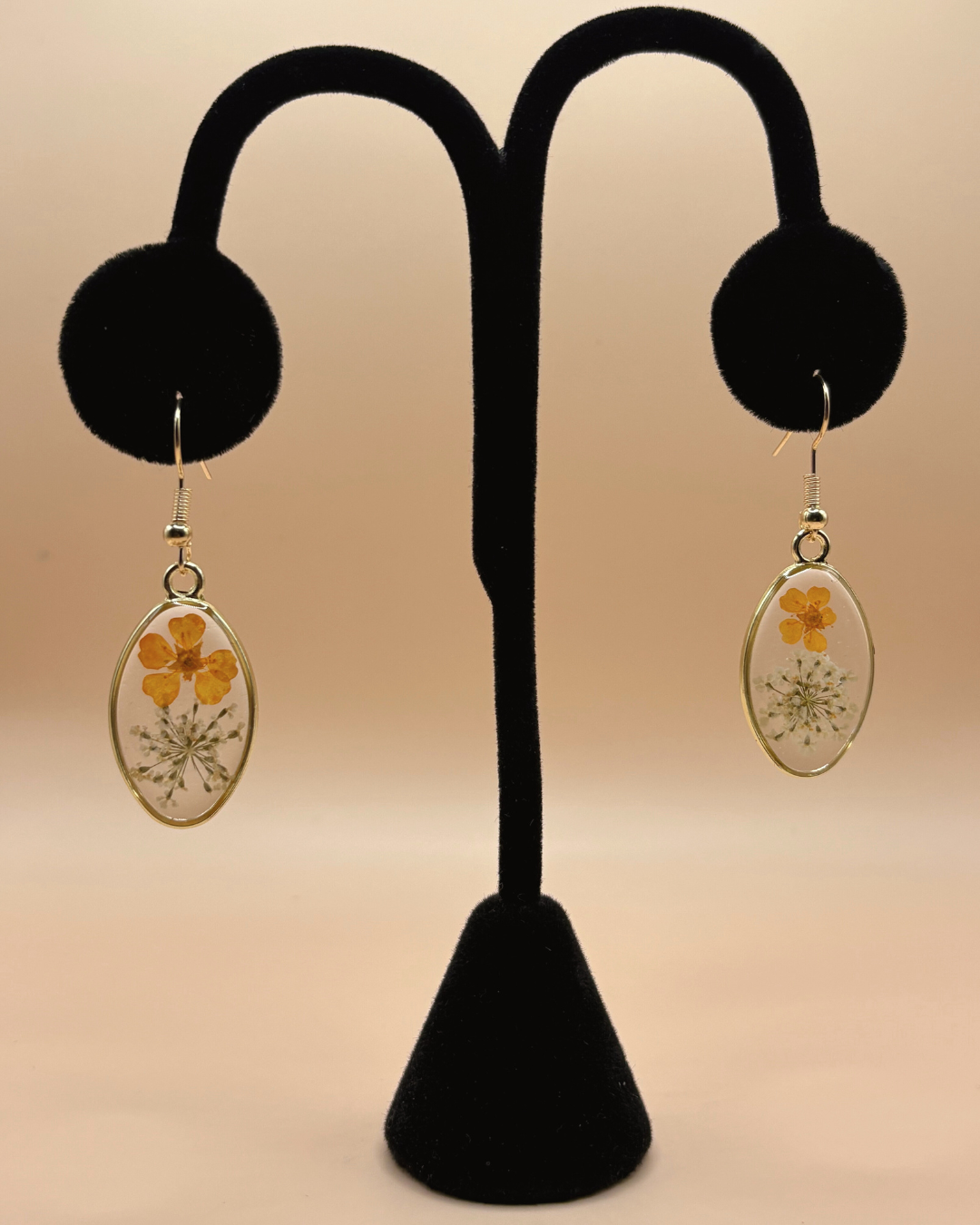 Pressed Flower Earrings- orange