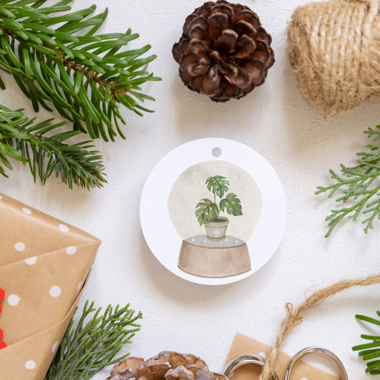 Monstera Snow Globe Ceramic Ornament