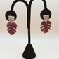Monstera Handmade Clay Earrings- Wine