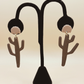 Cacti Handmade Clay Earrings- Dark Brown