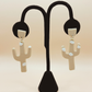Cacti Handmade Clay Earrings- Brown & White