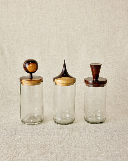 Wooden Topped Apothecary Jars - The Leafy Branch