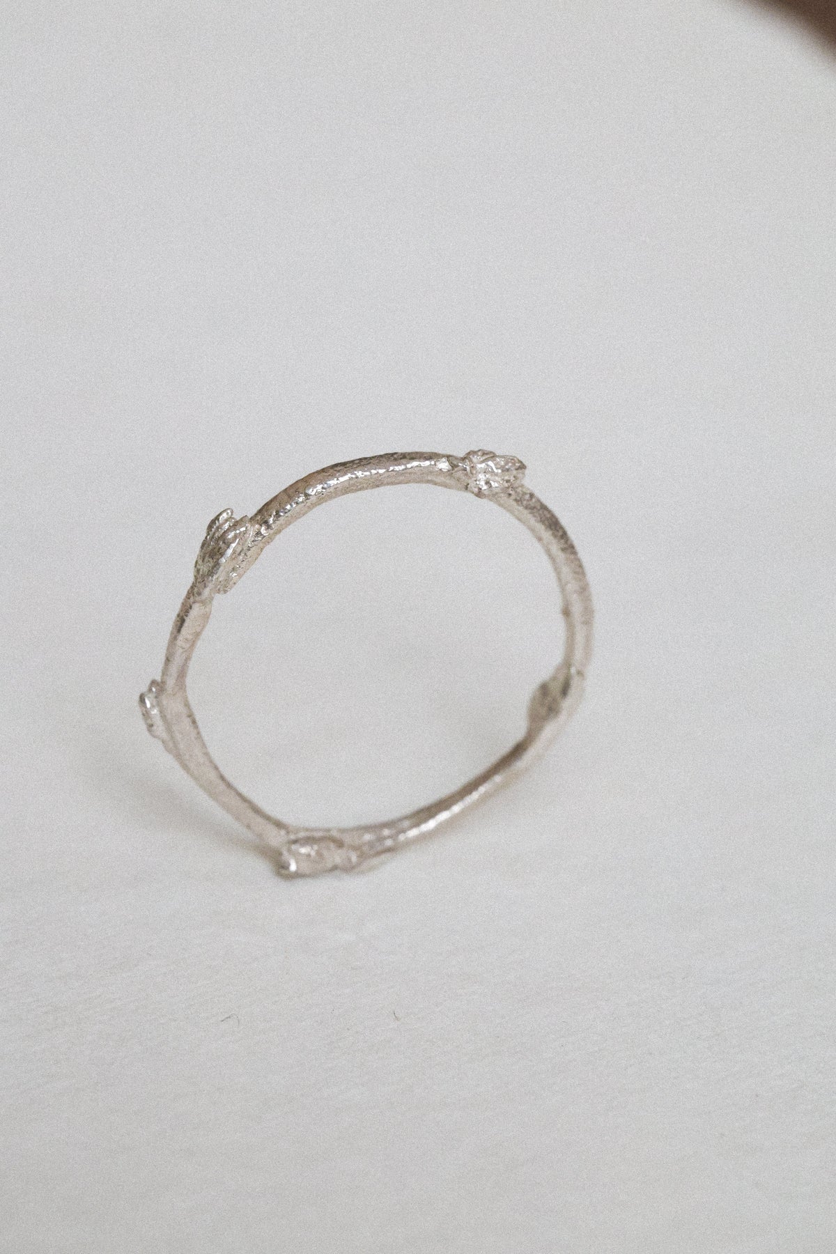Budding twig ring Size 8, stackable rings, Maine forest botanical jewelry, recycled sterling silver, hand carved