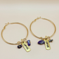 Love Gold Hoop Earrings- Blue