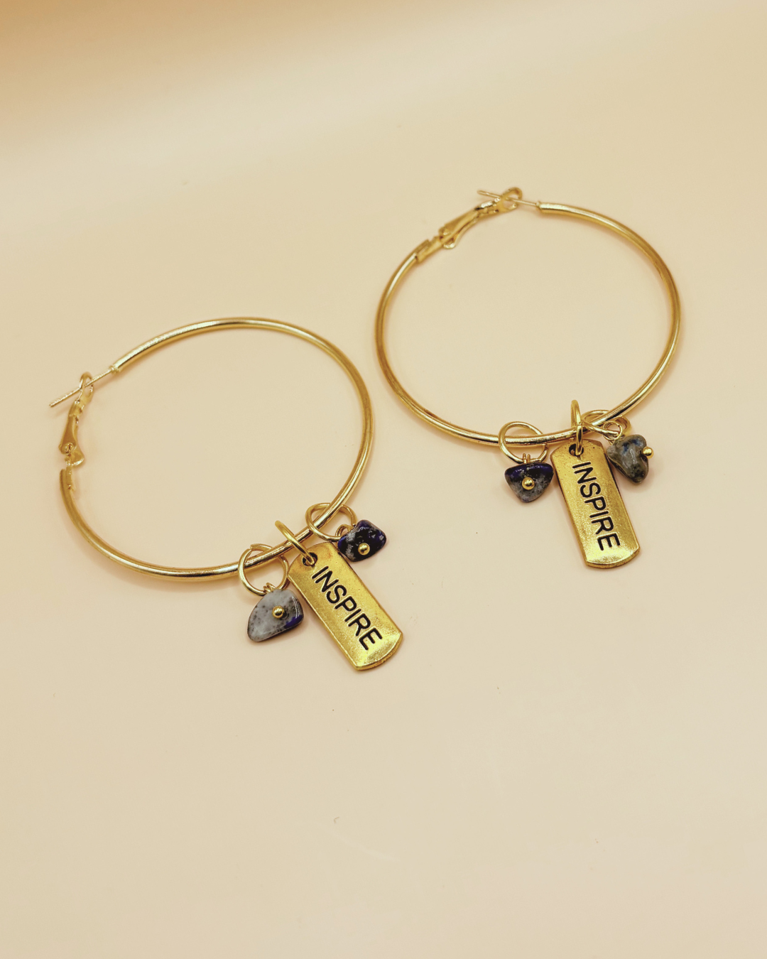 Inspire Gold Hoop Earrings- blue