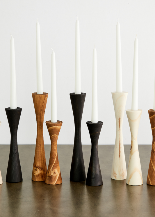 Geo Tapered Wooden Candlestick Holder - The Leafy Branch