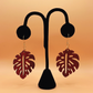 Monstera Wood Earrings- Red