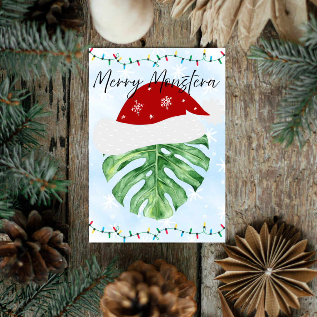 Merry Monstera Greeting Card