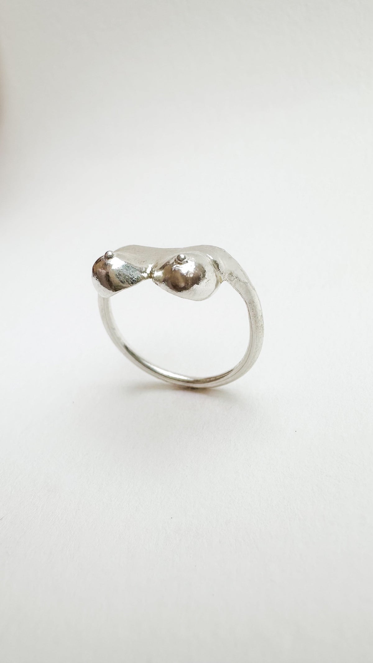 Breastful Bling, Silver boob ring, breast cancer awareness ring, Titty Trinket, Mammary Magic ring.