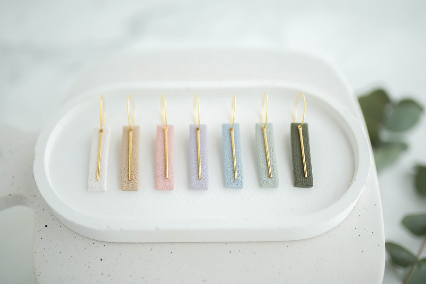 Clay Earrings | Simple Rectangle Mini Hoops | Spring Fling Collection