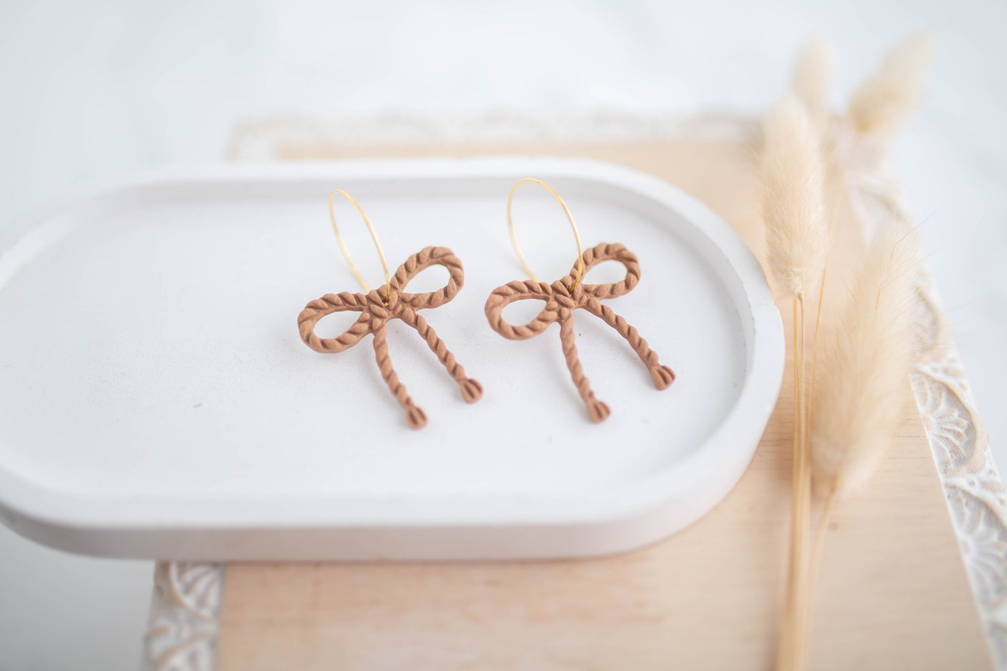 Clay Earrings | Latino Bow Hoops | Cozy Cowgirl Collection