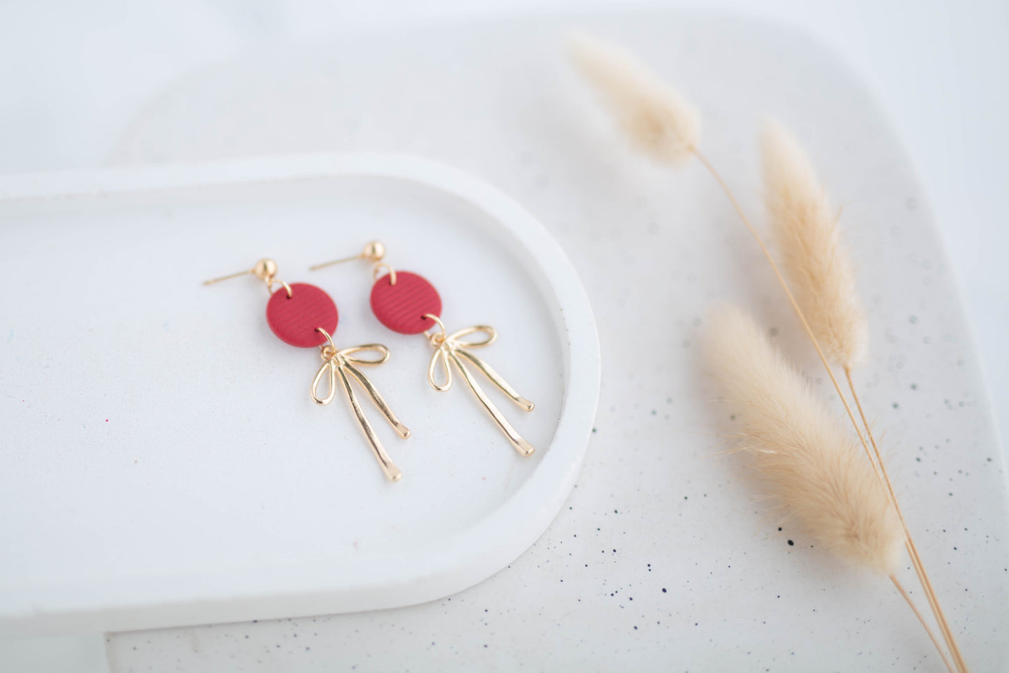 Clay Earrings | Dainty Bow Dangles | Wild Love Collection