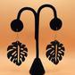 Monstera Wood Earrings- Black