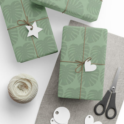 Monstera Leaf Green Wrapping Paper – Botanical Gift Wrap Roll