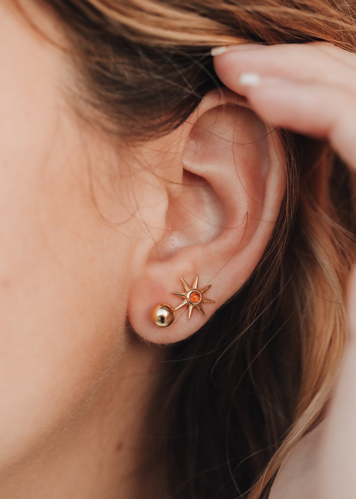 18K Gold Vermeil + Baltic Sea Amber || Sunshine Earrings 