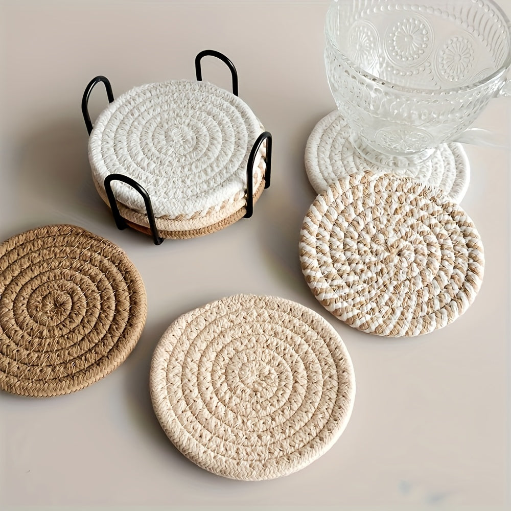 Natural Jute Coaster & Iron Holder Set - The Leafy Branch