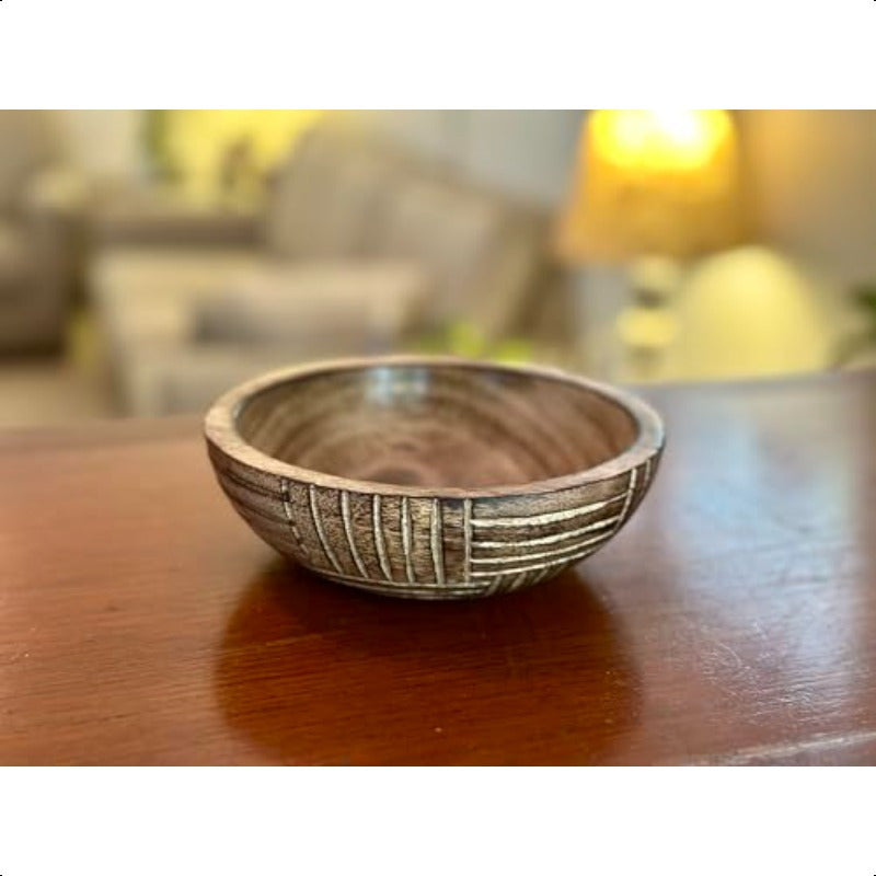 Tribal Mango Wood Serving Bowl