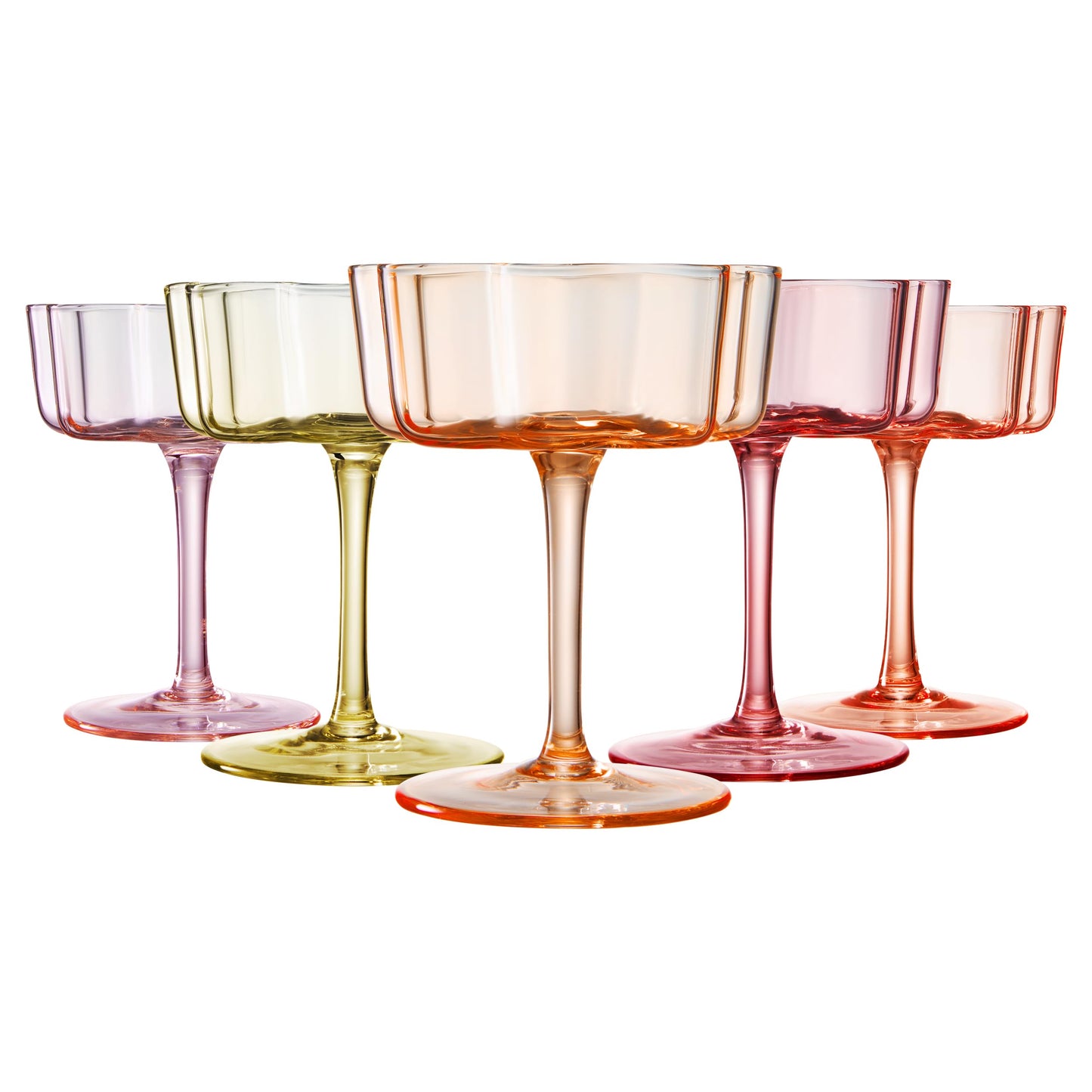 Andrea Flower Wave Coupe Cocktail Colored Glasses