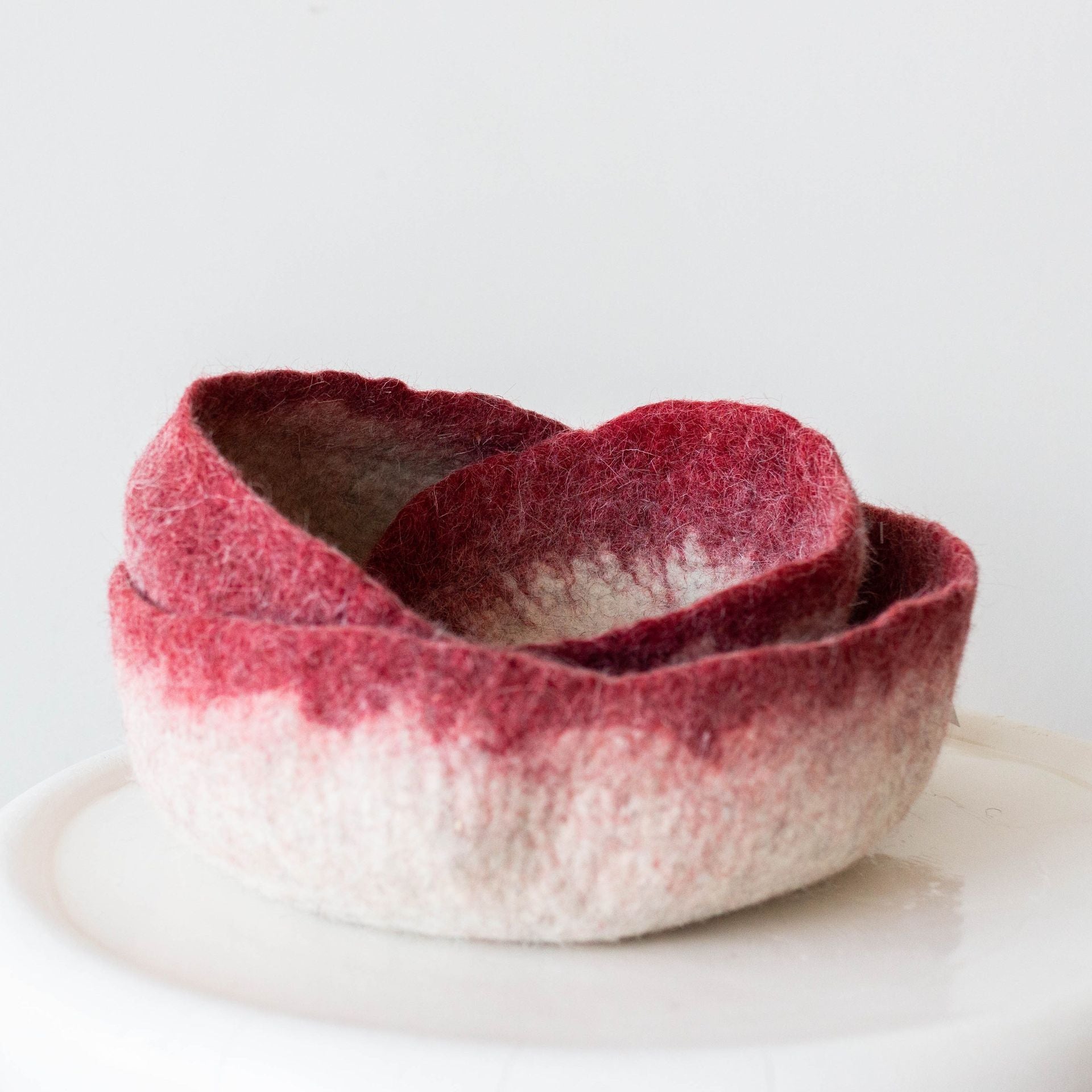 Berry Red Decorative Wool Nesting Bowls - The Leafy Branch