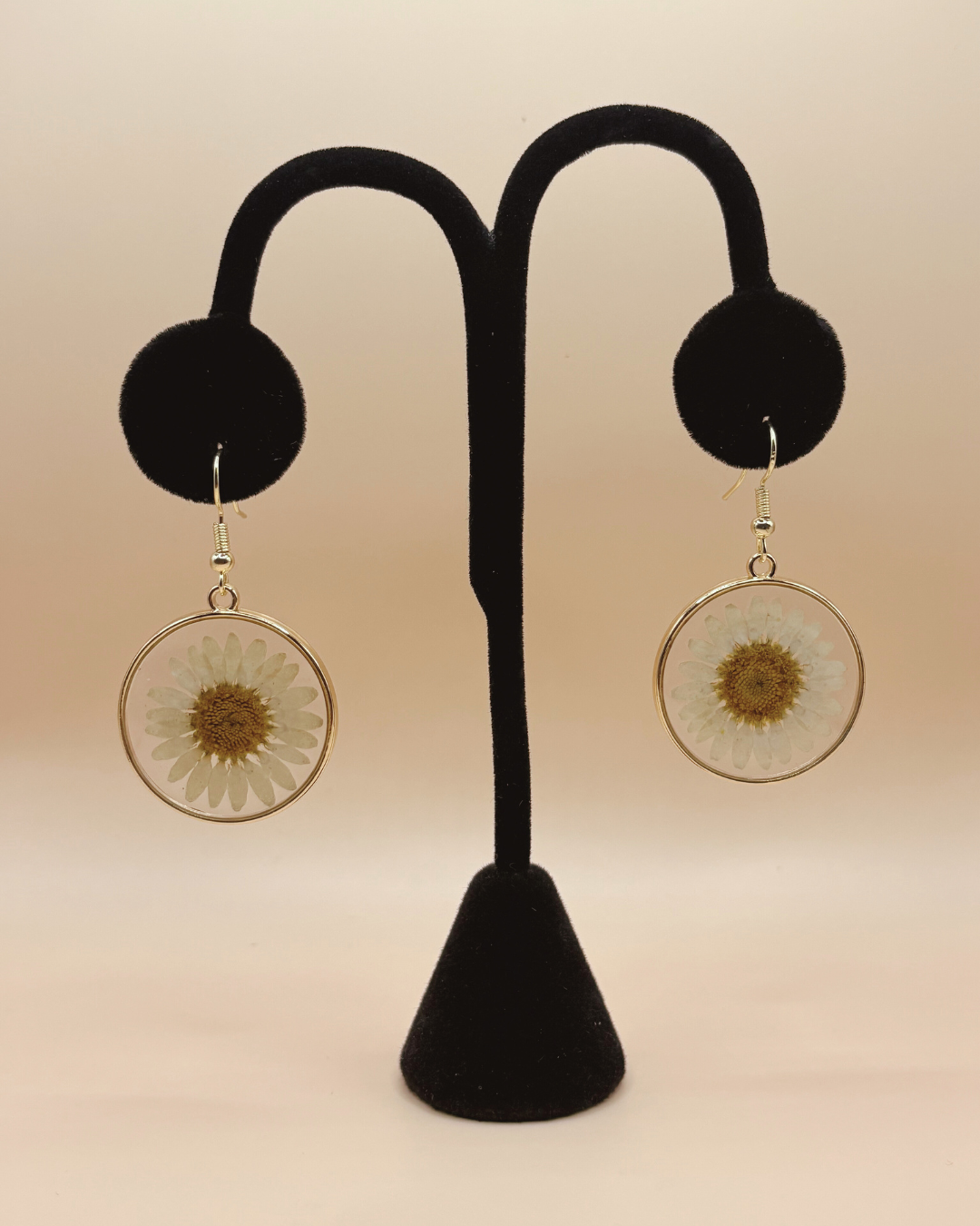 Pressed Flower Earrings- white