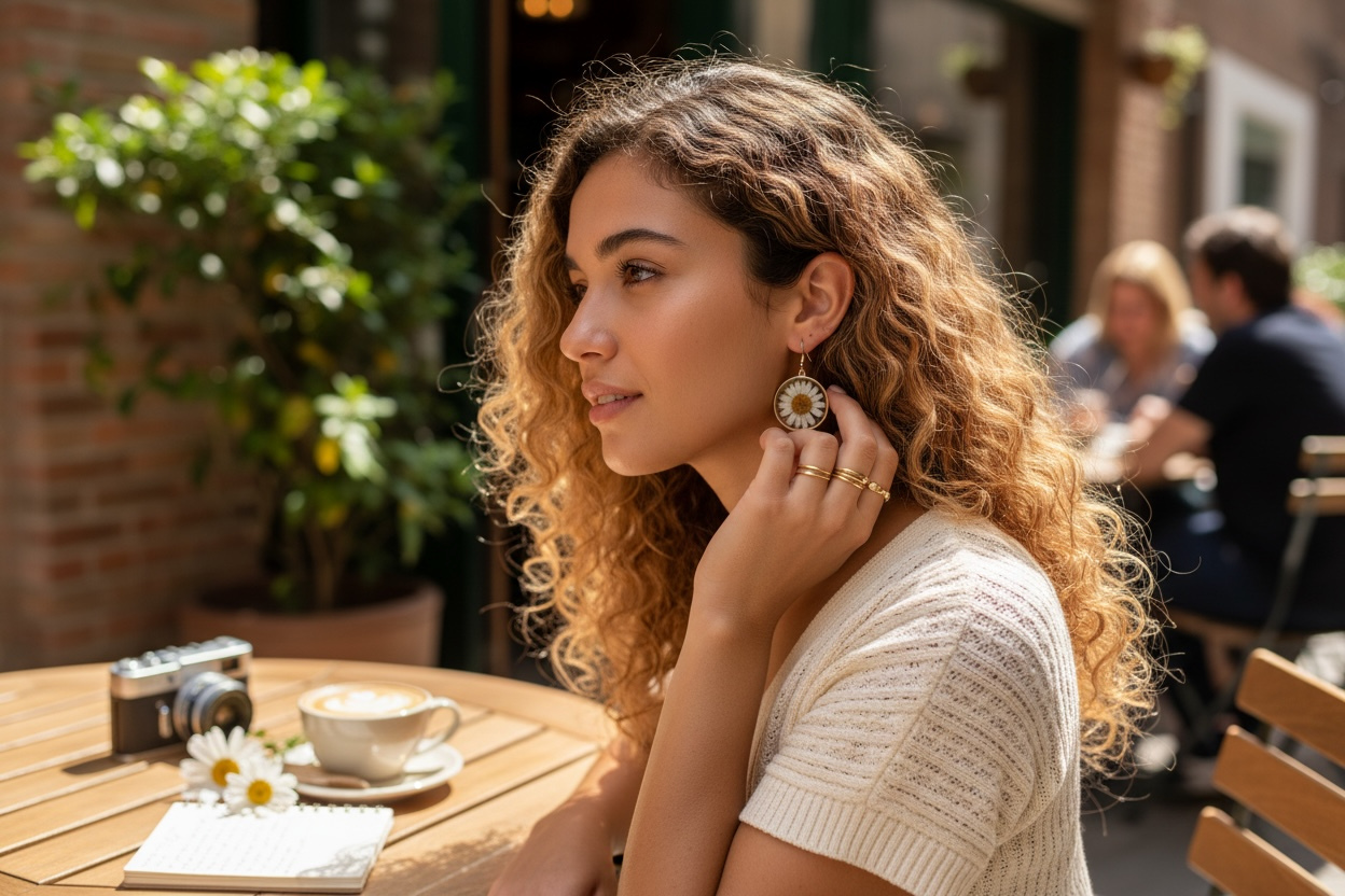 Pressed Flower Earrings- white