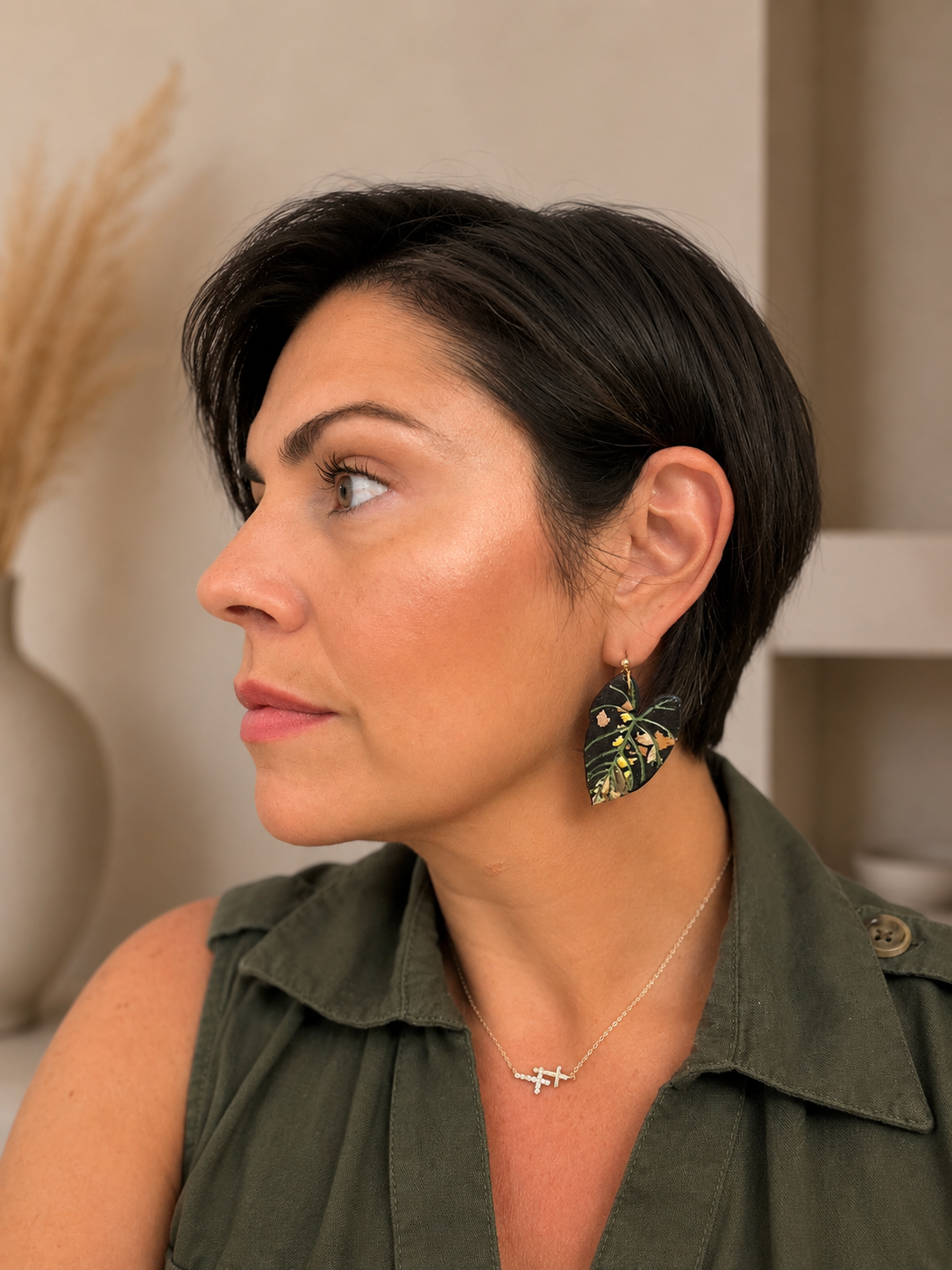 Lava Maharani Alocasia Earrings