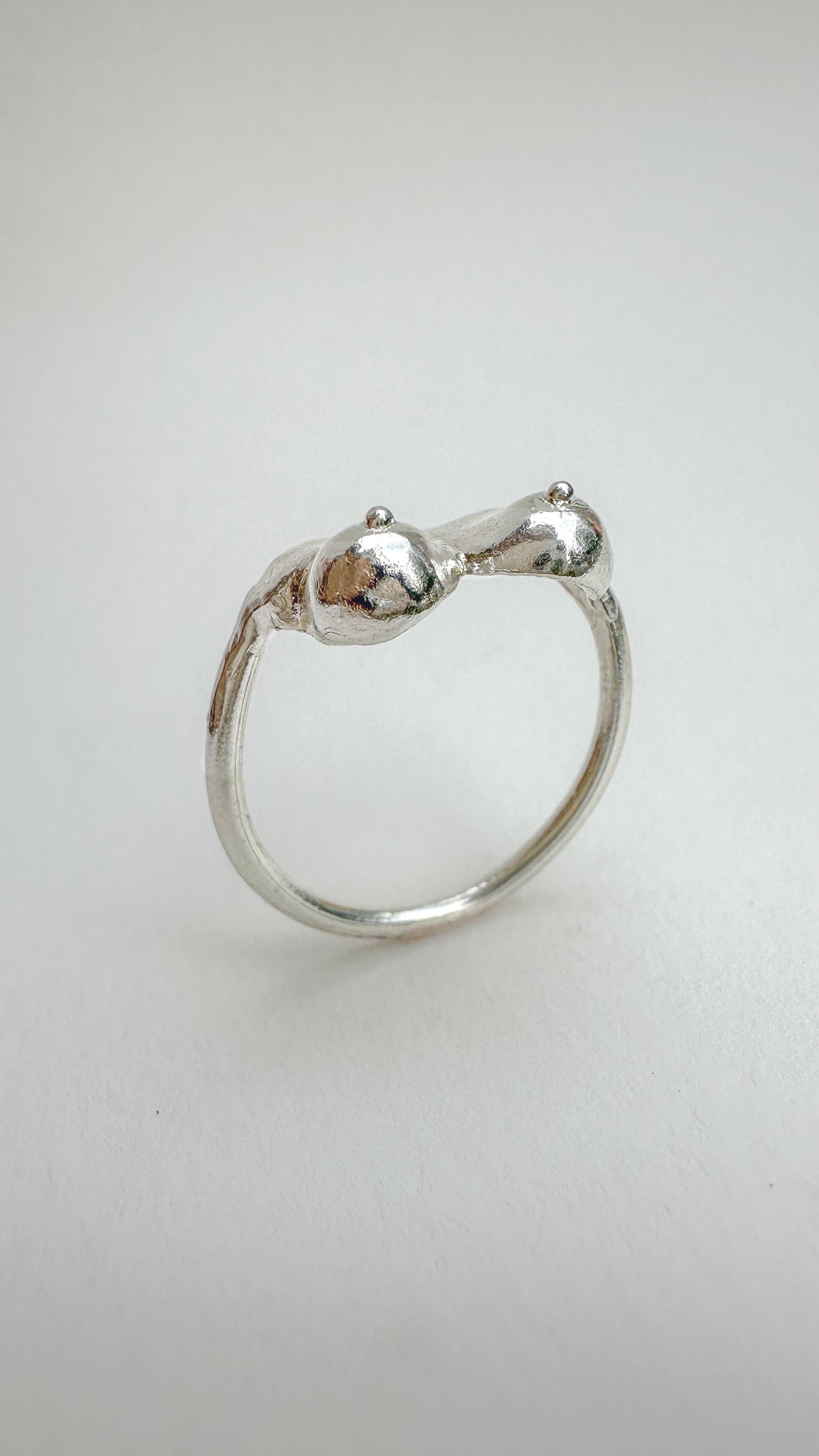 Breastful Bling, Silver boob ring, breast cancer awareness ring, Titty Trinket, Mammary Magic ring.