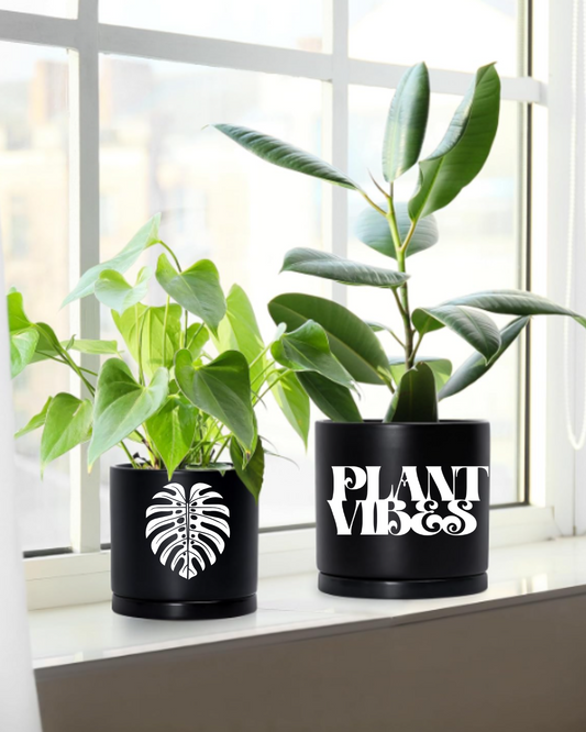 Signature Ceramic Monstera Planter- Black