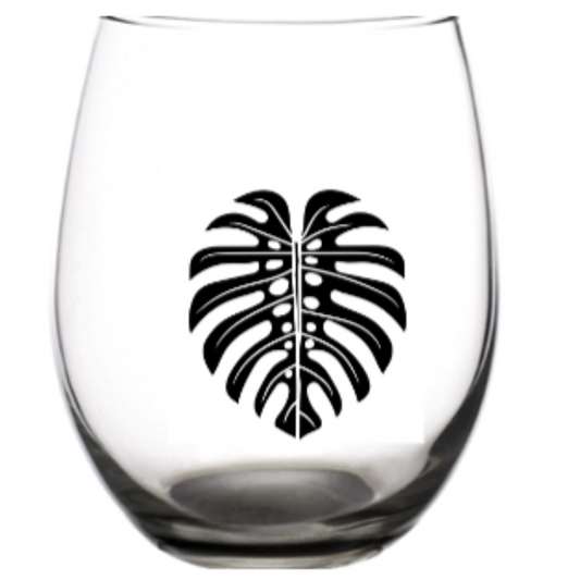 Monstera Stemless Wine Glass