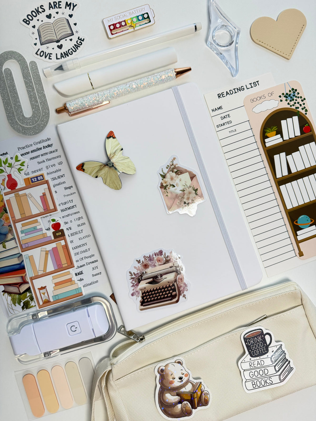 White Bookish Bundle  — A5 Notebook