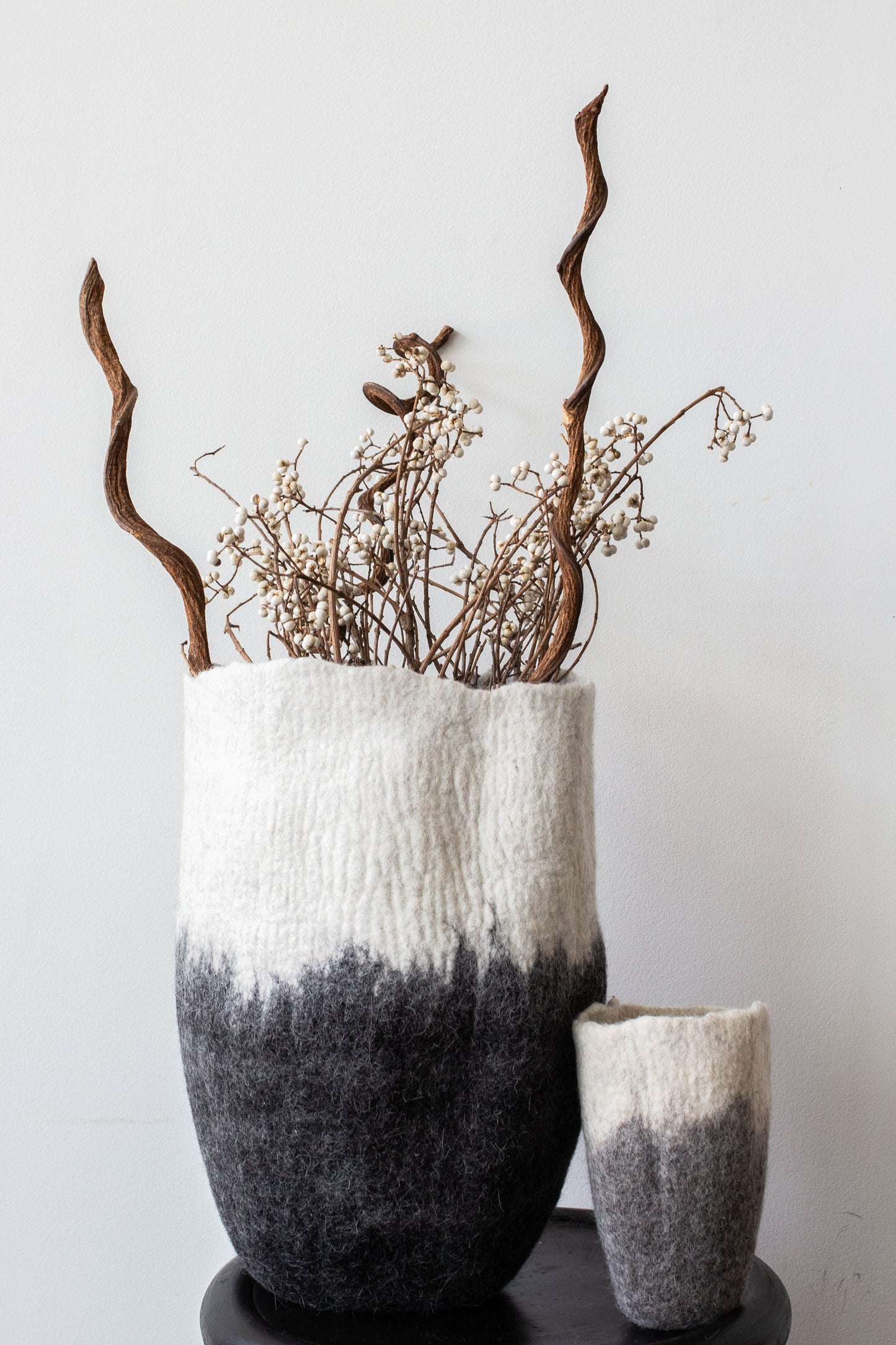 Eclipse Black & White Wool Floor Vase - The Leafy Branch