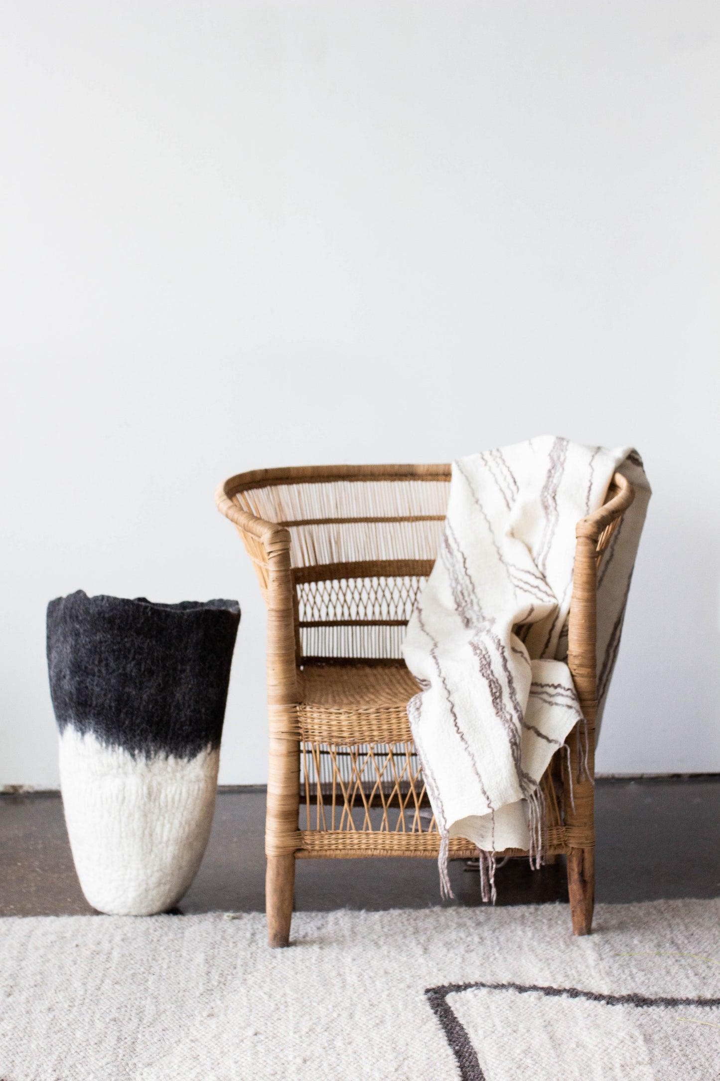 Eclipse Black & White Wool Floor Vase - The Leafy Branch