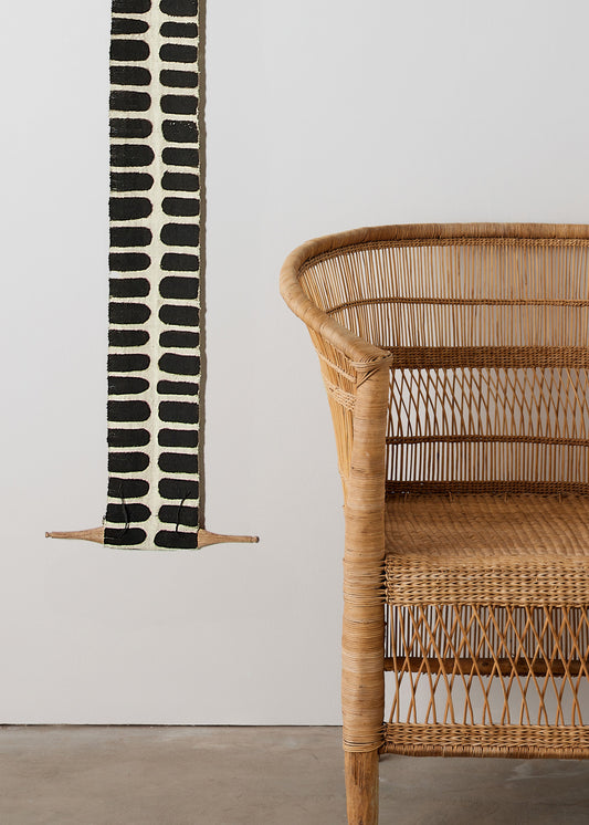 Flexibility Bogolan Wall Totem in Black with White Lines - The Leafy Branch