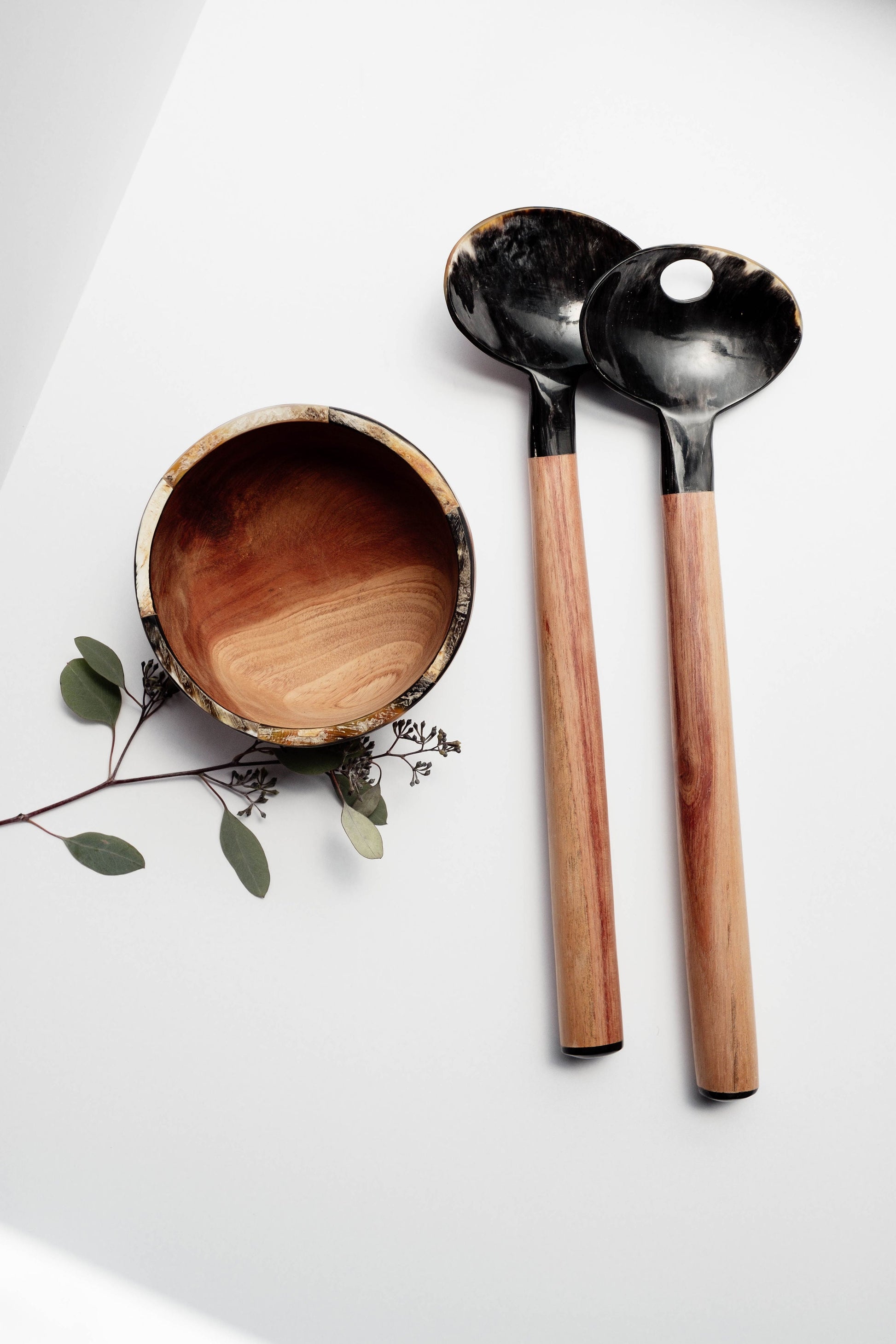 Wooden Bowl with Horn Rim - The Leafy Branch