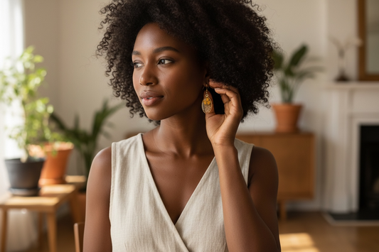 Pressed Flower Earrings- orange