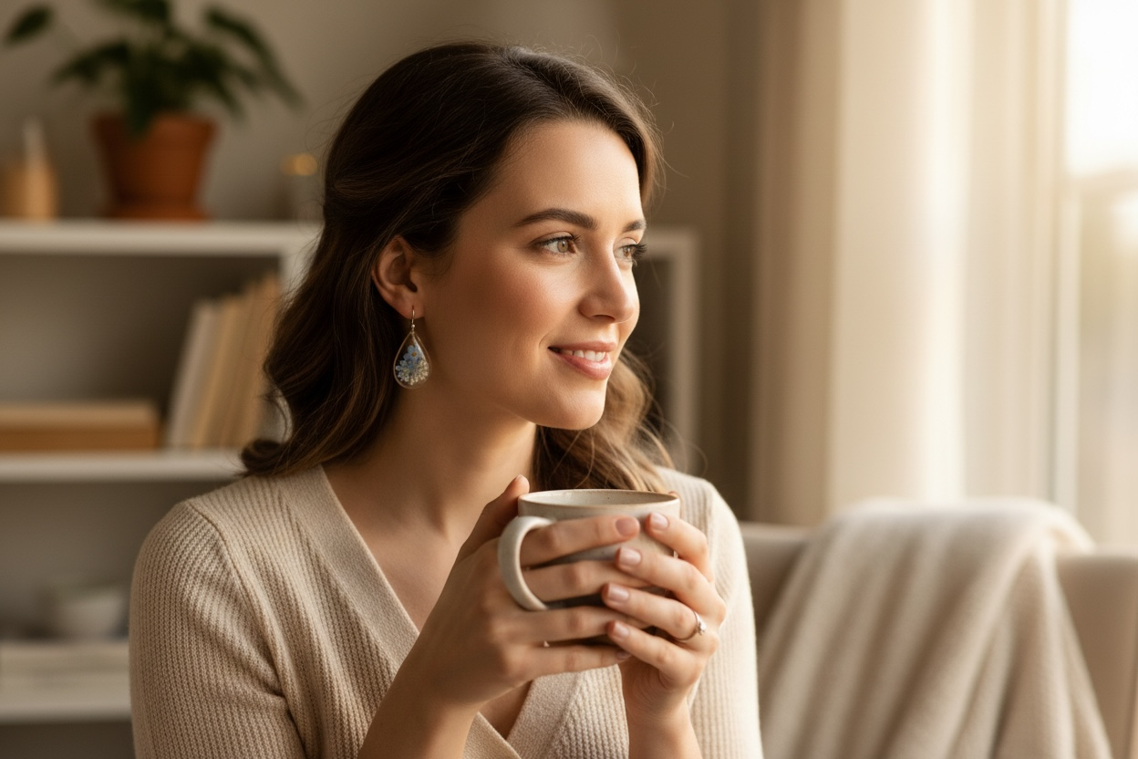 Pressed Flower Earrings- blue