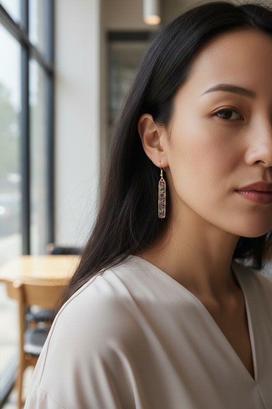 Pressed Flower Earrings- purple