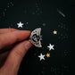 Crescent Moon Ring with Authentic Meteorite