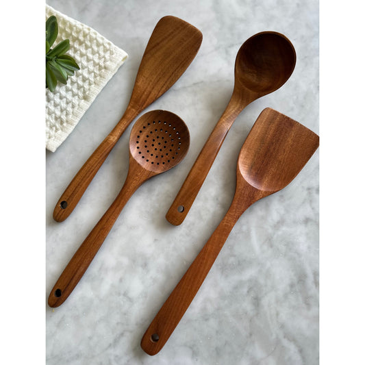 Teak Wooden Utensils, Set of 4 - The Leafy Branch