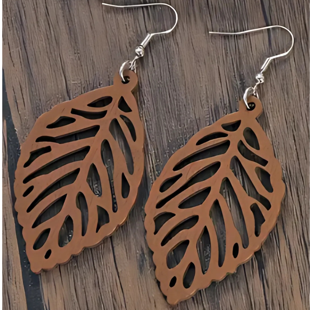 Leaf Earrings- Brown