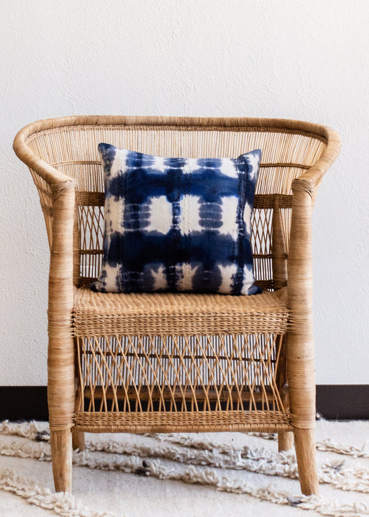 Adire Tie-Dye Wool Blue Indigo Throw Pillow - The Leafy Branch