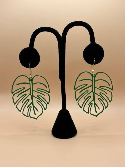Bianca Green Monstera Earrings