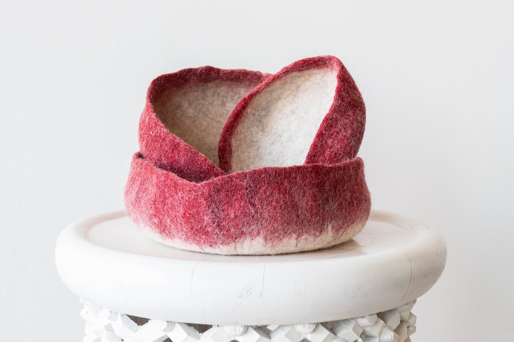 Berry Red Decorative Wool Nesting Bowls - The Leafy Branch