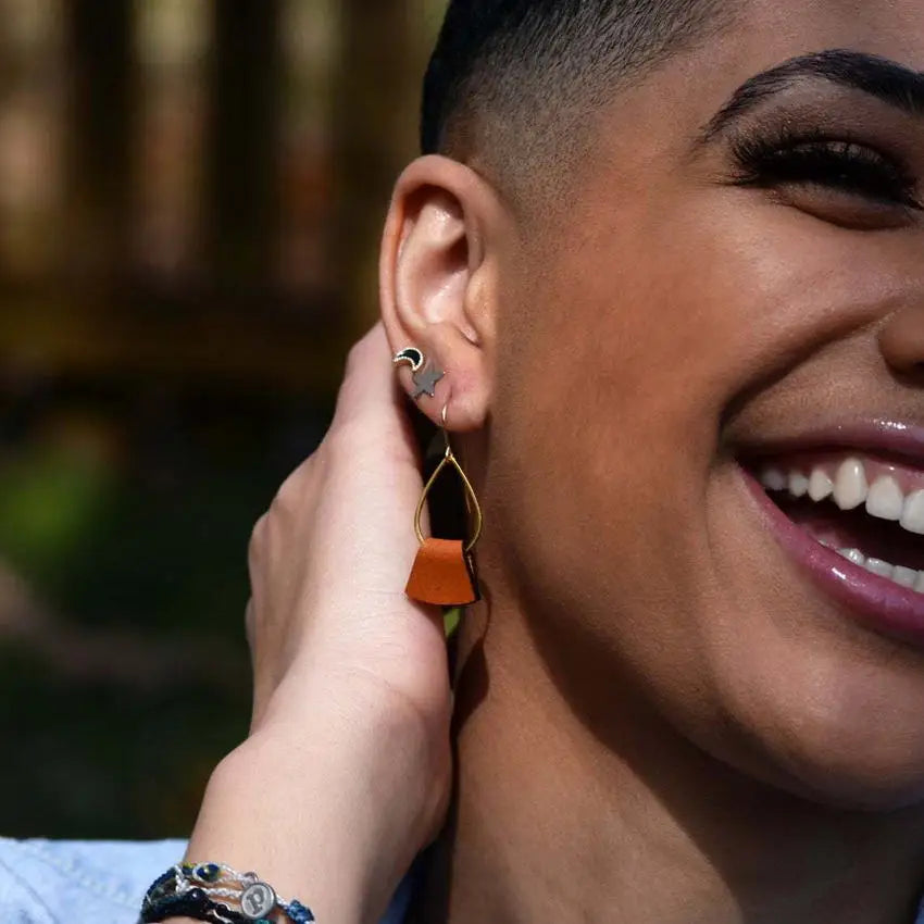 Sari Leather Earrings - The Leafy Branch
