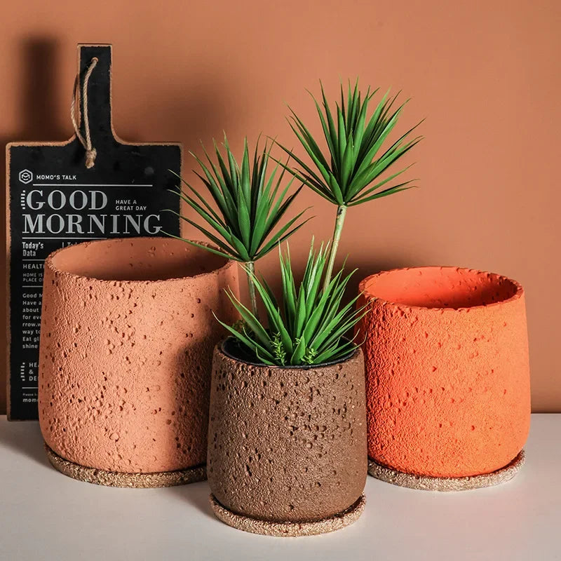 Textured Cement Planter - The Leafy Branch