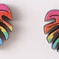 Monstera Leaf Studs- Rainbow