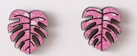 Monstera Leaf Studs- Pink