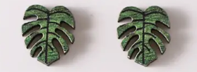 Monstera Leaf Studs- Dark Green