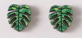 Monstera Leaf Studs- Bright Green