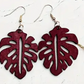 Monstera Earrings- Red - The Leafy Branch